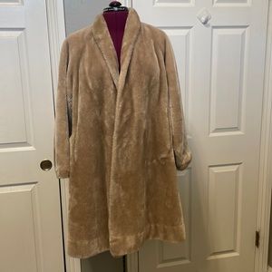 Borgana Gorgeous Vintage Faux Fur Dress Coat -Beige Quality Made Swing Coat
